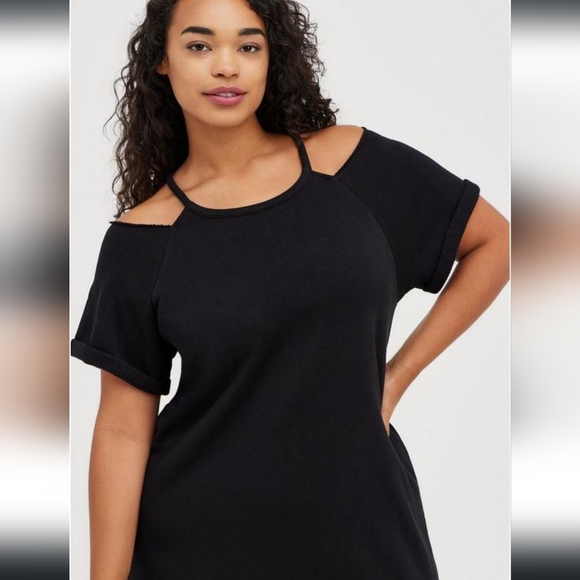 Fleece Cold-shoulder Dress - Picture 1 of 6